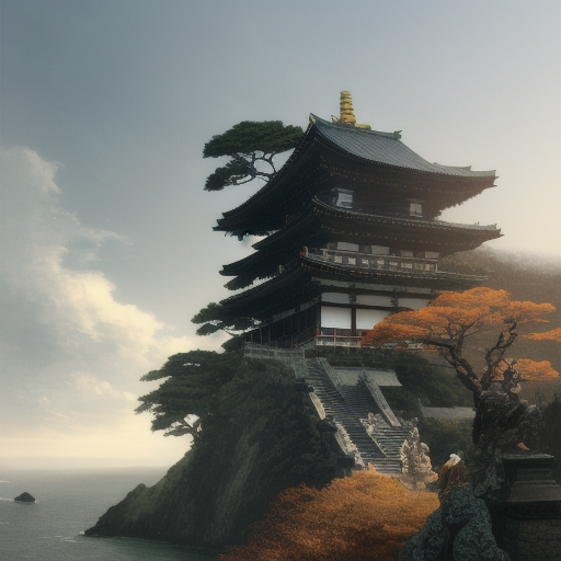 An image without prompt engineering.
        incredibly detailed (A statue on the side of a cliff in Japan)1  (cinematic lighting hyperdetailed hd 4k 8k sharp focus highly detailed concept art splash art by greg rutkowski):1